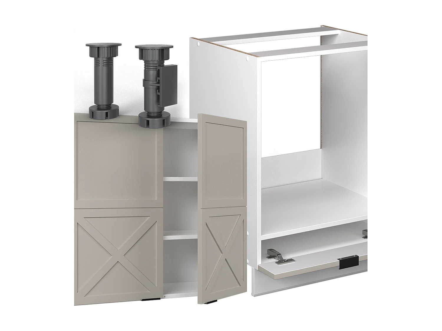 Hörnkök gråbeige/vit 287x60x81.6 fame-line