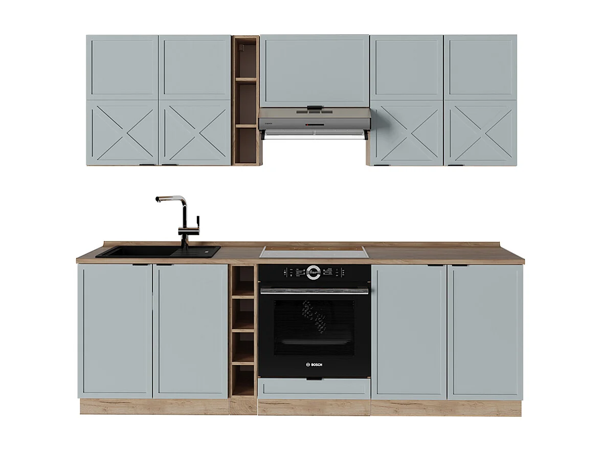 Pentry ljus blågrå/goldkraft ek 235x46x81.6 fame-line