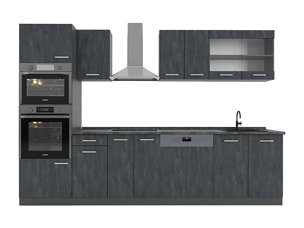 Mueble de cocina hormigón negro/antracita 300x46x81.6 r-line
