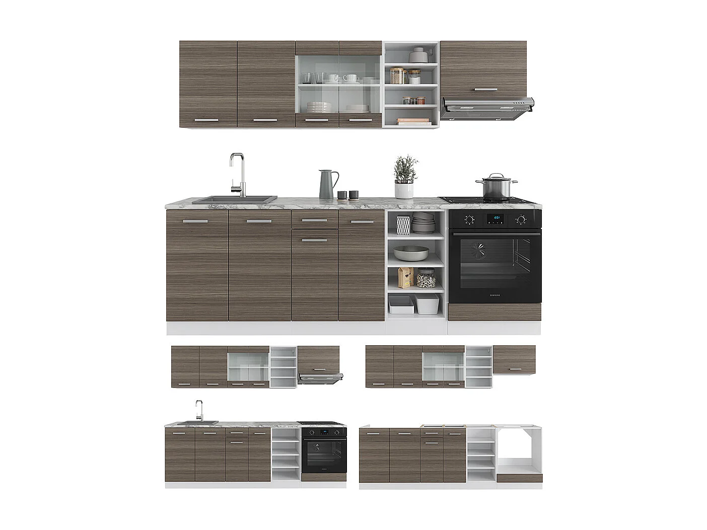 Cuisine gris noble/blanc 240x46x81.6 r-line