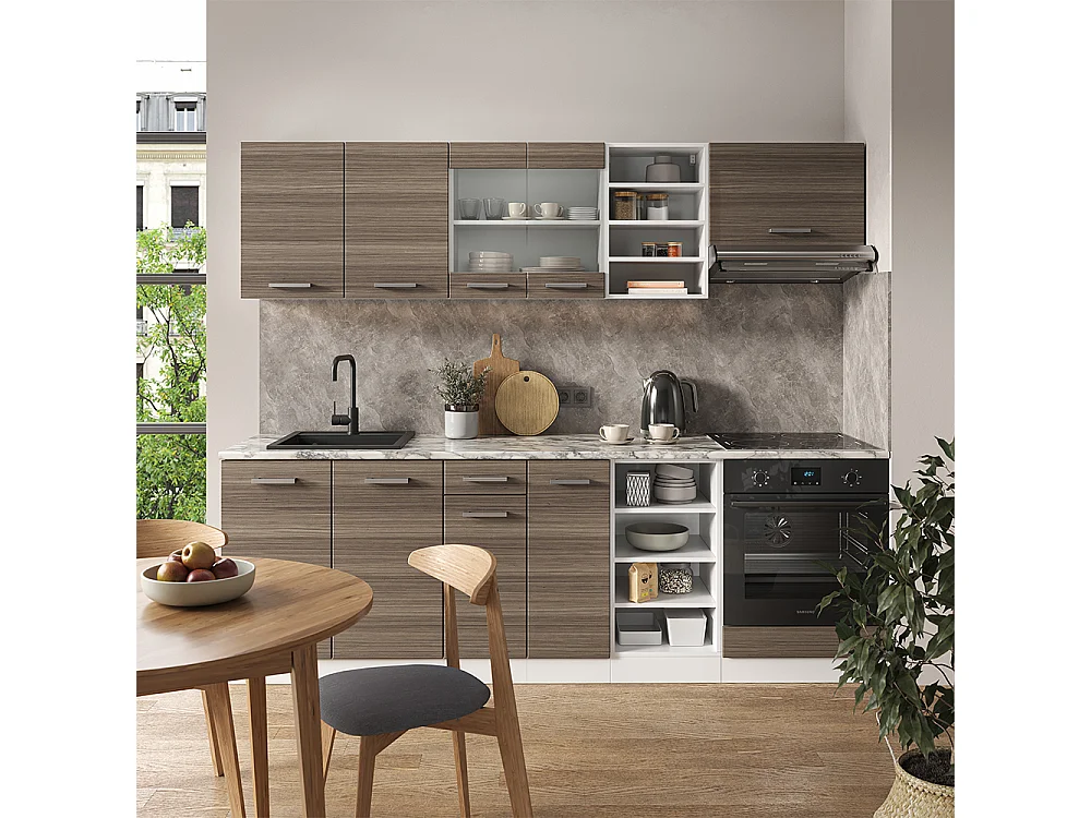 Cuisine gris noble/blanc 240x46x81.6 r-line