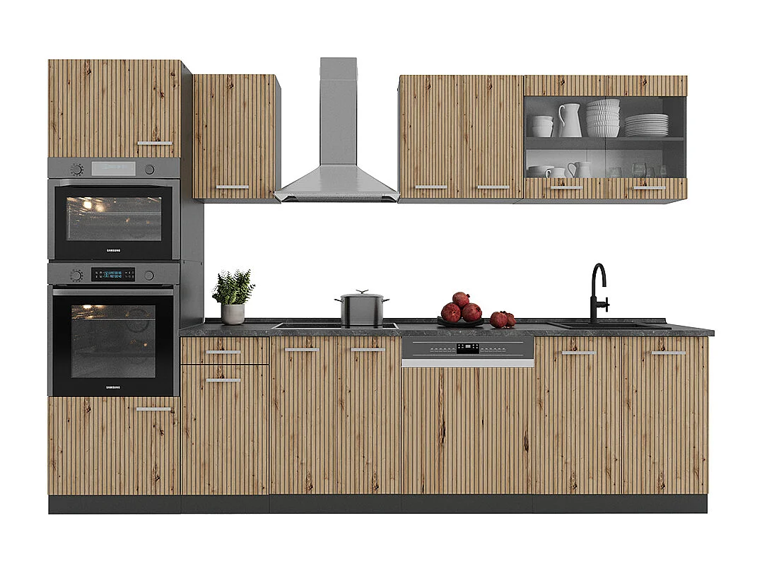 Cucina componibile rovere artigianale/antracite 300x60x81.6 r-line