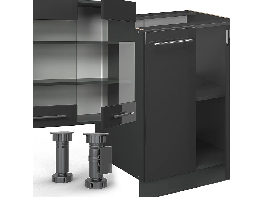 Cuisine anthracite haute brillance 300x46x81.6 fame-line