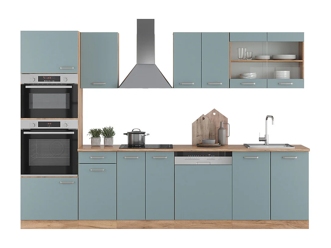 Mueble de cocina roble azul-gris-dorado 300x60x81.6 r-line