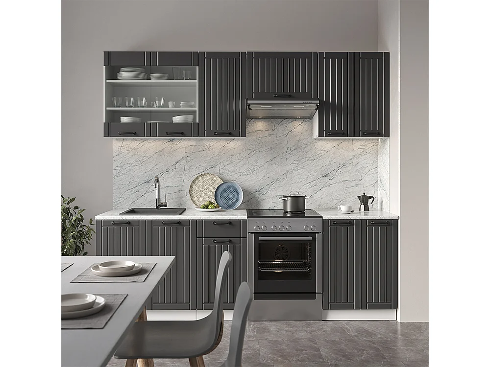 Cucina componibile antracite casa di campagna/bianco 240x46x81.6 fame-line