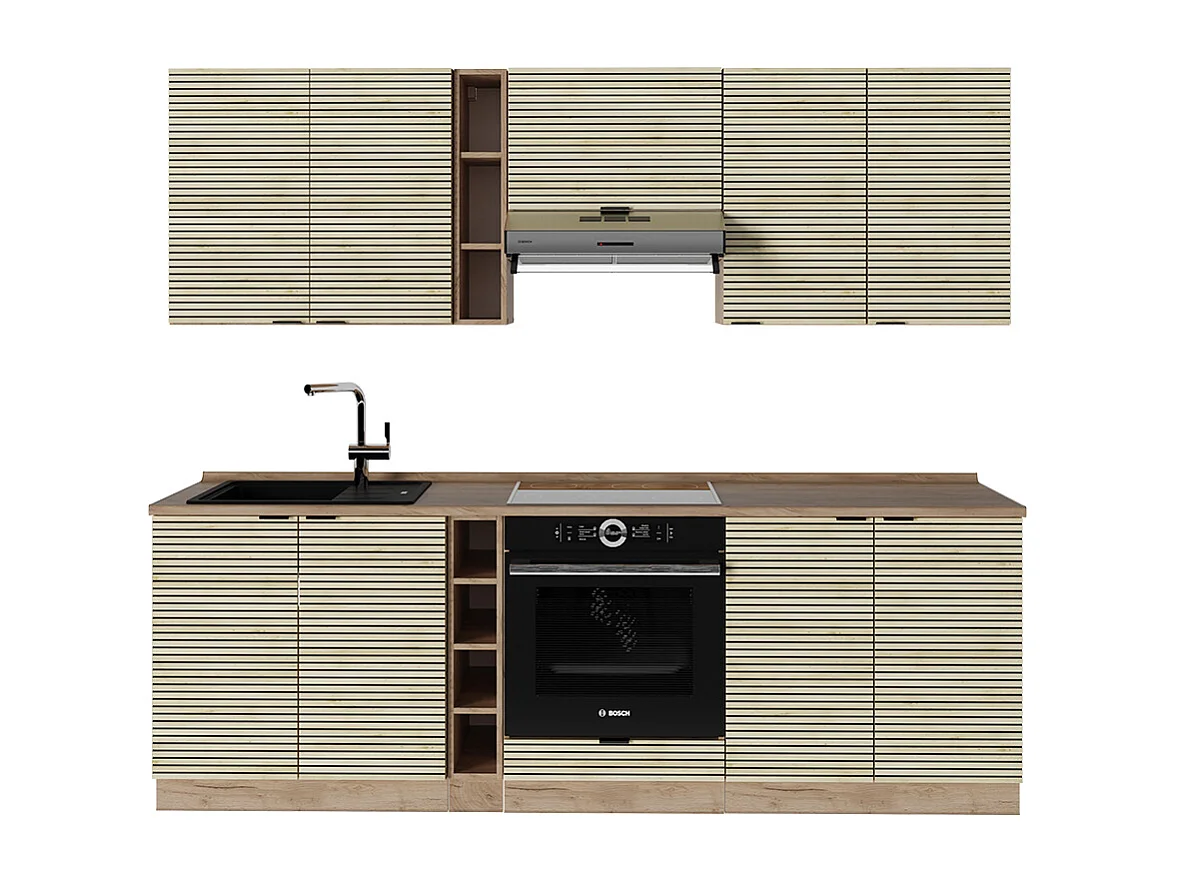 Køkkenrække egetræspanel/guldkraft egetræ 235x60x81.6 fame-line