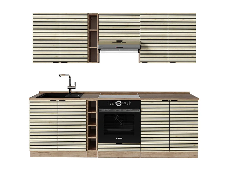 Cuisine chêne lambris/chêne doré 235x60x81.6 fame-line