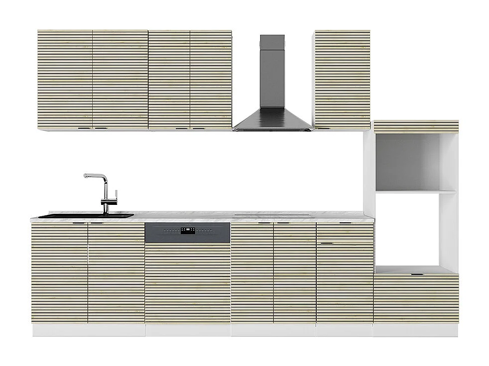 Küchenzeile eiche paneel/weiß 300x60x81.6 fame-line