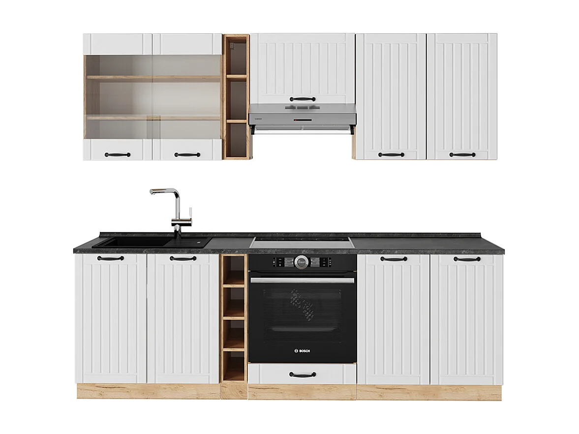 Køkkenrække hvid landhus 235x60x81.6 fame-line