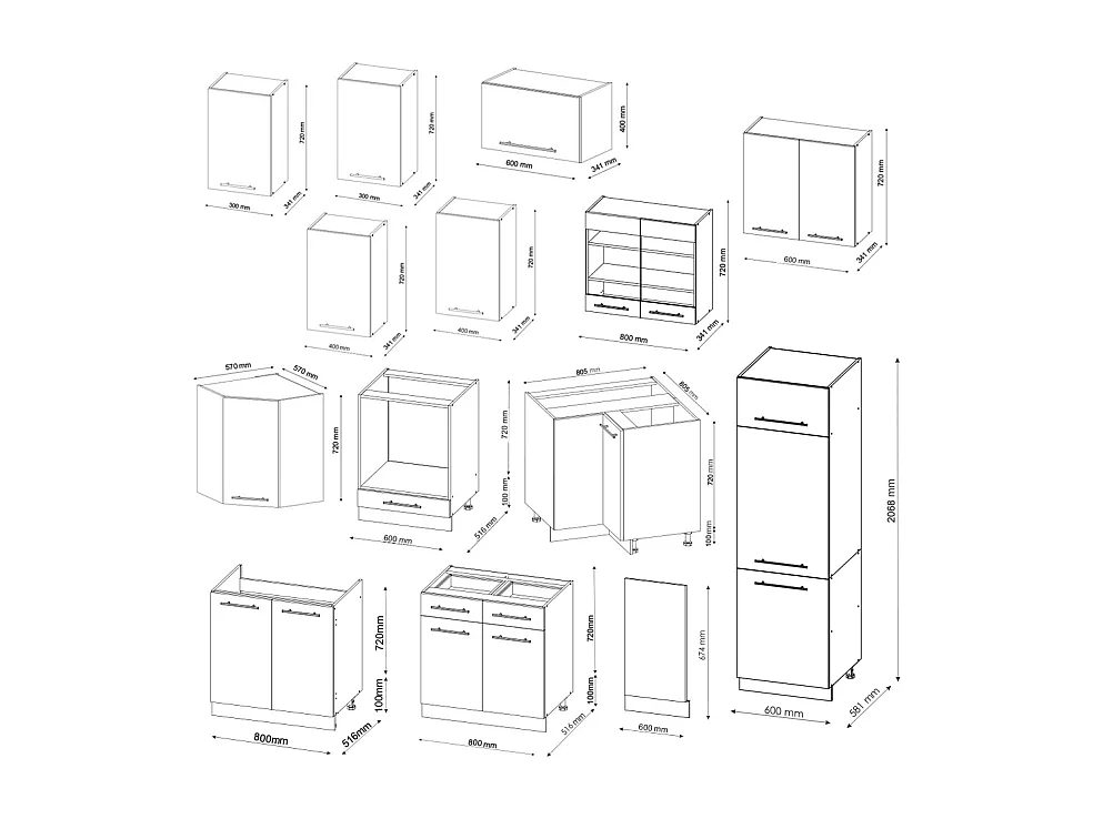 Cocina esquinera oro power roble/antracita 287x60x81.6 fame-line