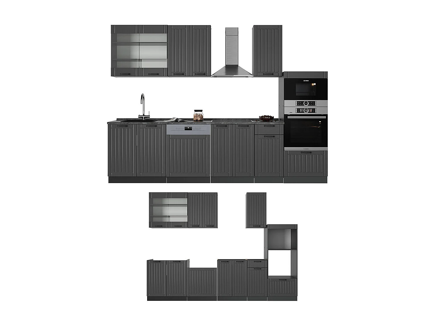 Cuisine gris foncé 300x60x81.6 fame-line