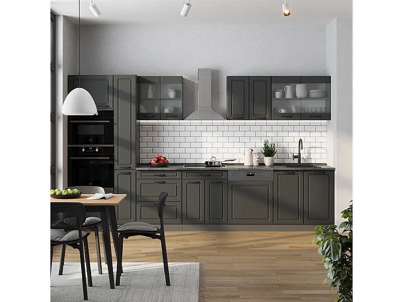 Cucina componibile casa di campagna antracite/antracite 350x46x81.6 r-line