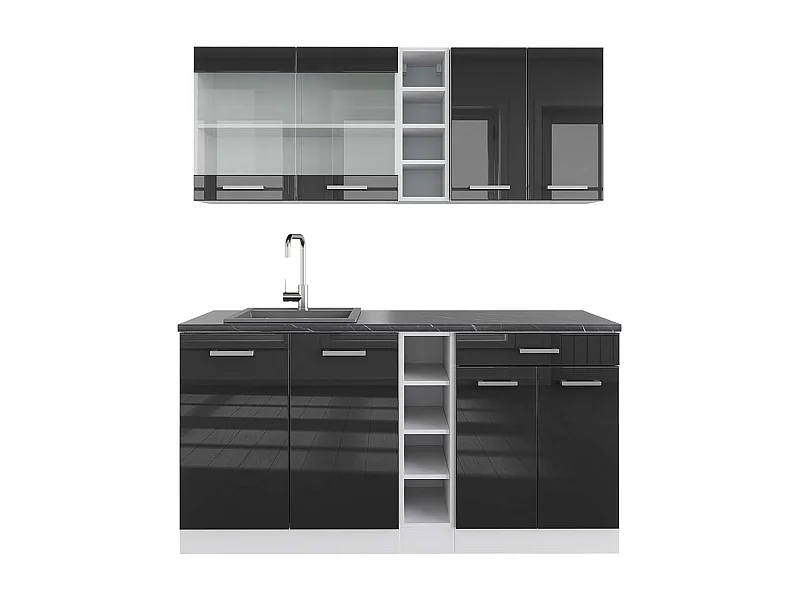 Singleküche anthrazit hochglanz/weiß 160x60x81.6 r-line