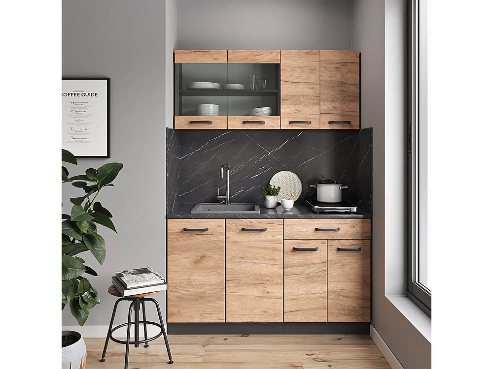 Cuisine chêne doré/anthracite 140x60x81.6 r-line