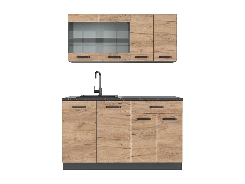 Cozinha individual carvalho goldkraft/antracite 140x60x81.6 r-line