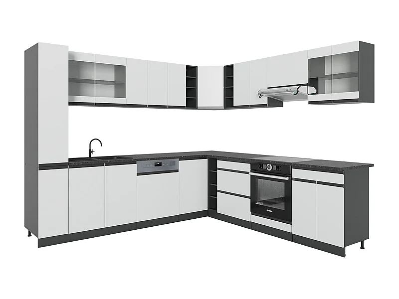 Cocina esquinera blanco/antracita 277x60x81.6 r-line