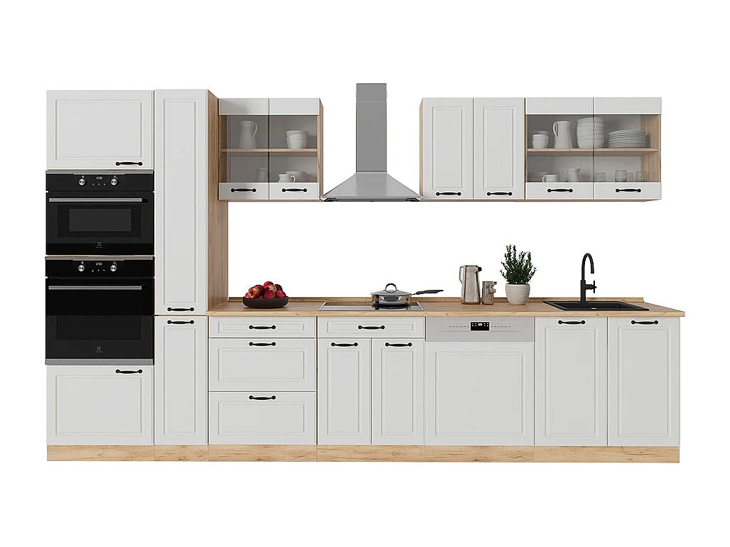 Cuisine complète  blanc campagnard/chêne doré 350x60x81.6 r-line