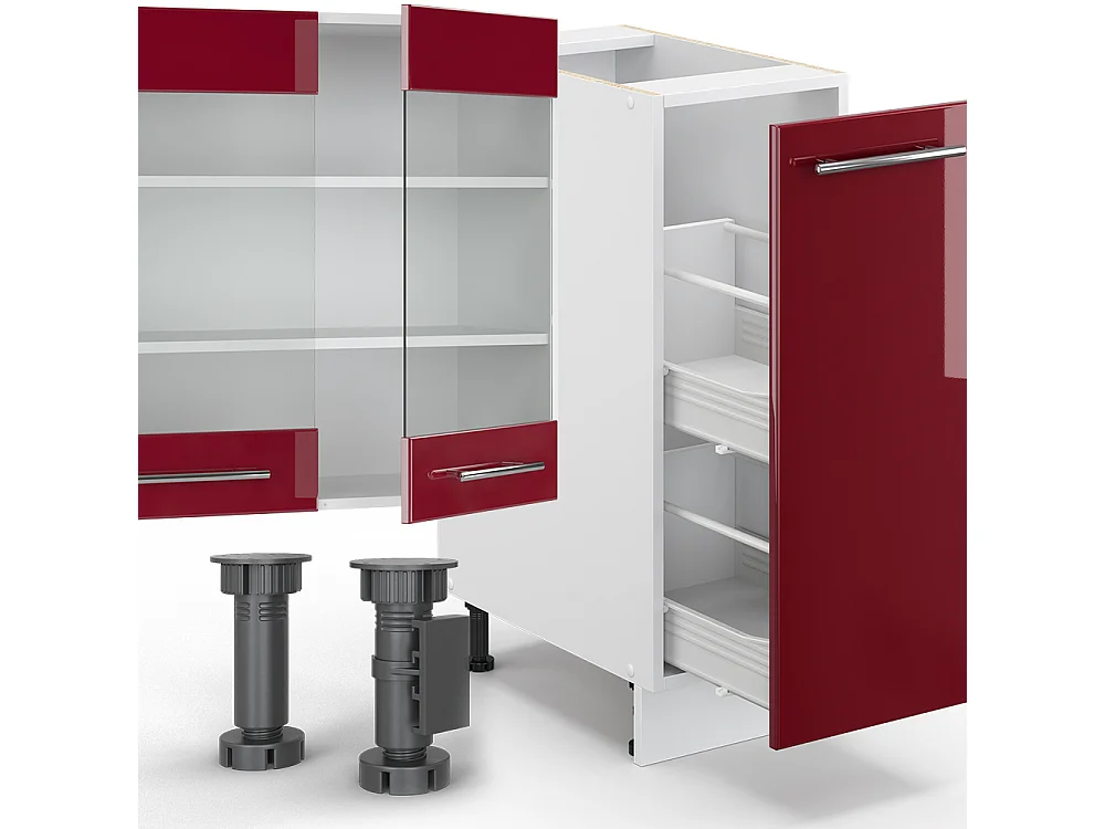 Mueble de cocina burdeos brillo intenso/blanco 280x60x81.6 fame-line