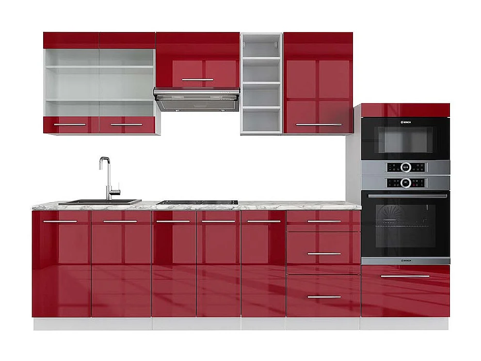 Cuisine bordeaux haute brillance/blanc 280x60x81.6 fame-line