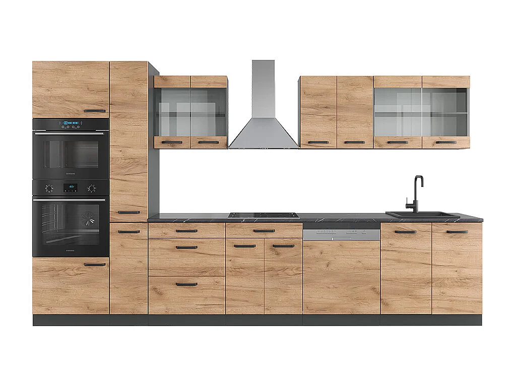 Cucina componibile quercia dorata/antracite 350x46x81.6 r-line