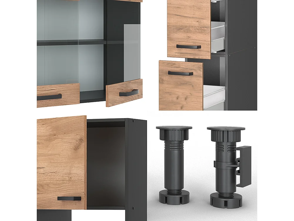 Cucina componibile quercia dorata/antracite 350x46x81.6 r-line