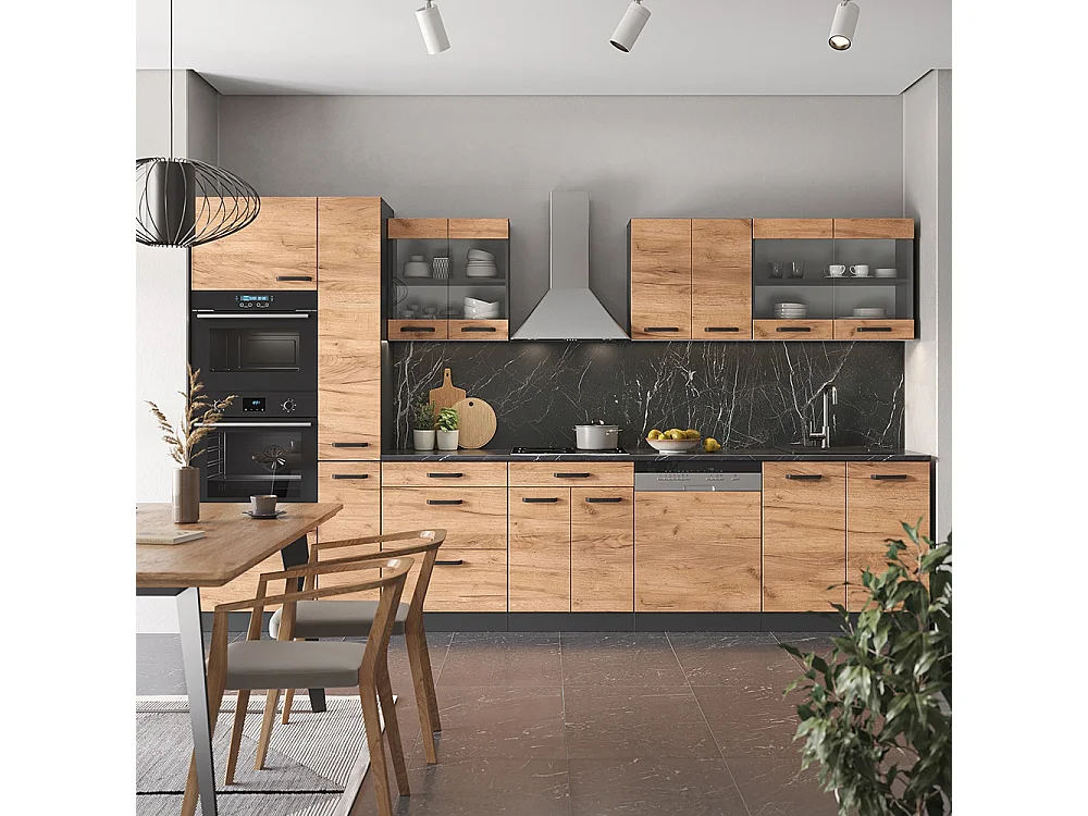 Køkkenrække guld power eg/antracit 350x46x81.6 r-line