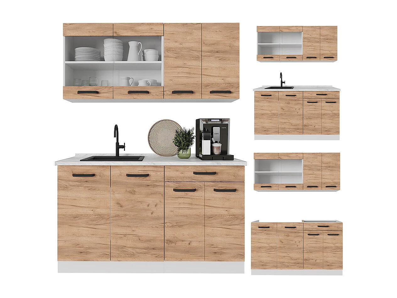 Cucina monoblocco quercia dorata/bianco 140x60x81.6 r-line