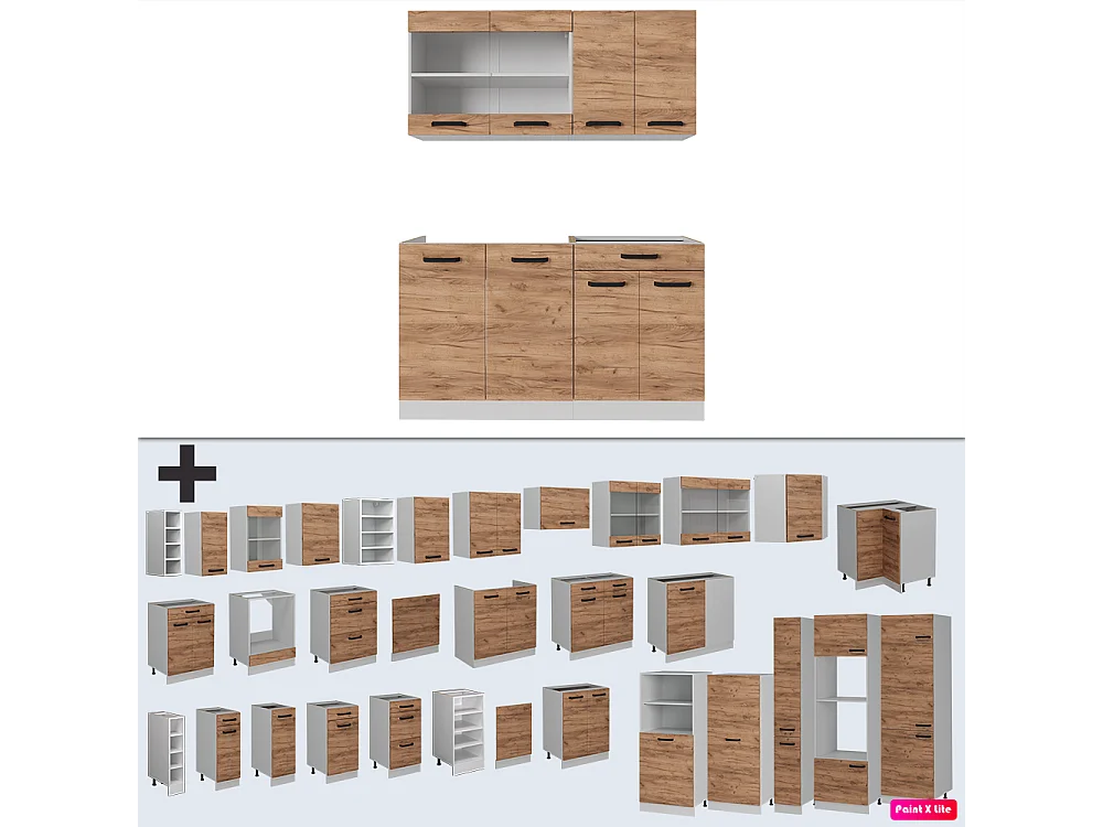 Cuisine chêne doré/blanc 140x60x81.6 r-line