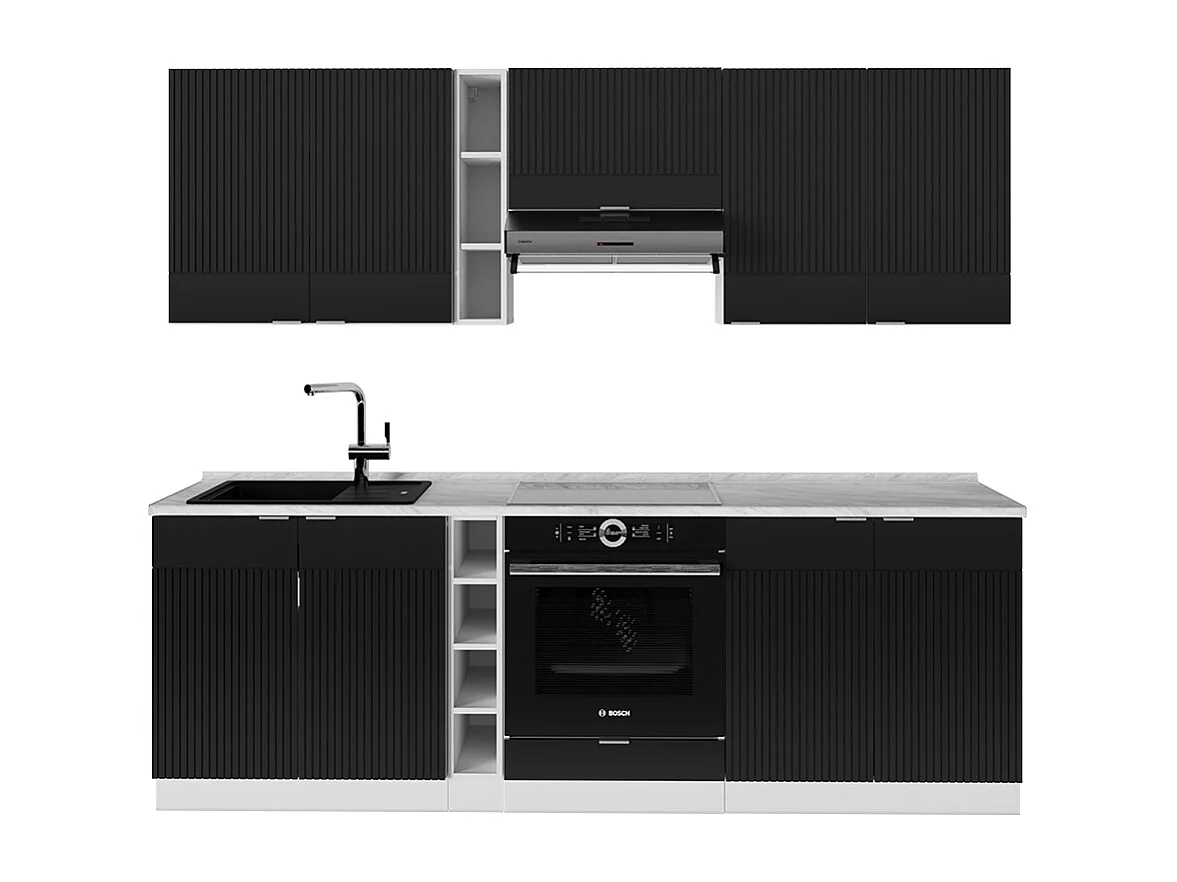 Cuisine noir rayé/blanc 235x60x81.6 fame-line