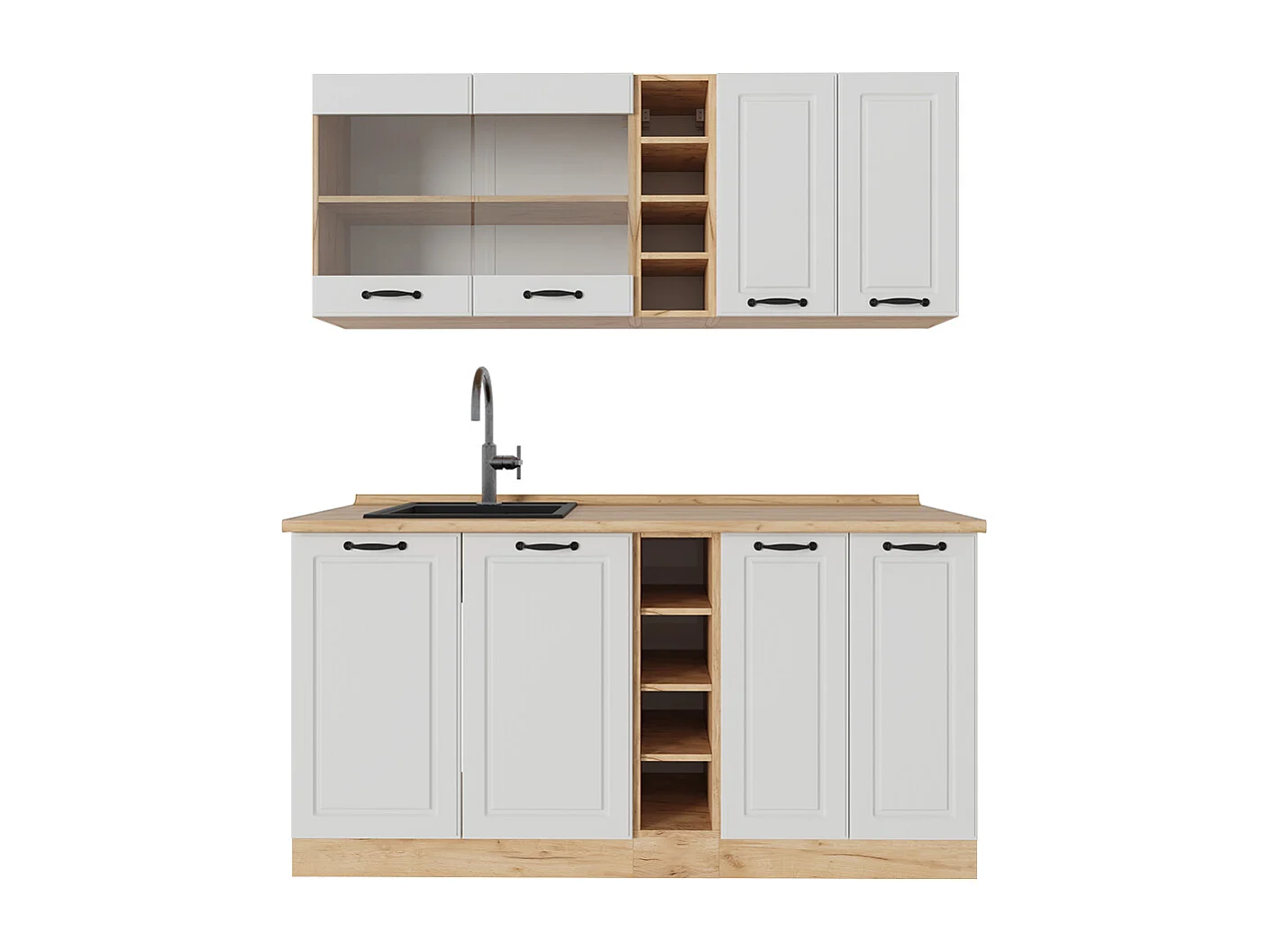 Cuisine blanc campagnard/chêne doré 160x60x81.6 r-line