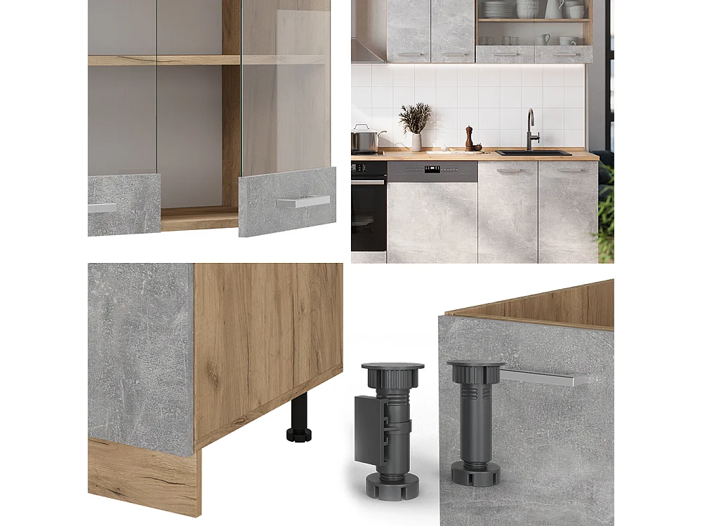 Cuisine béton/force dor chêne 300x60x81.6 r-line