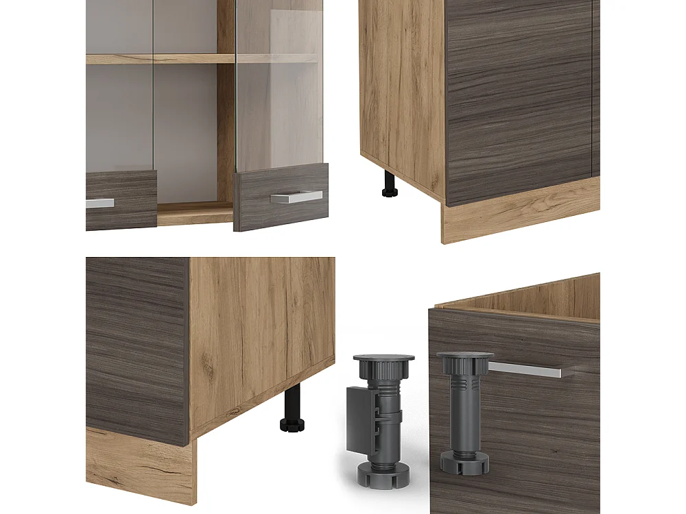 Mueble de cocina gris noble/roble dorado 300x60x81.6 r-line