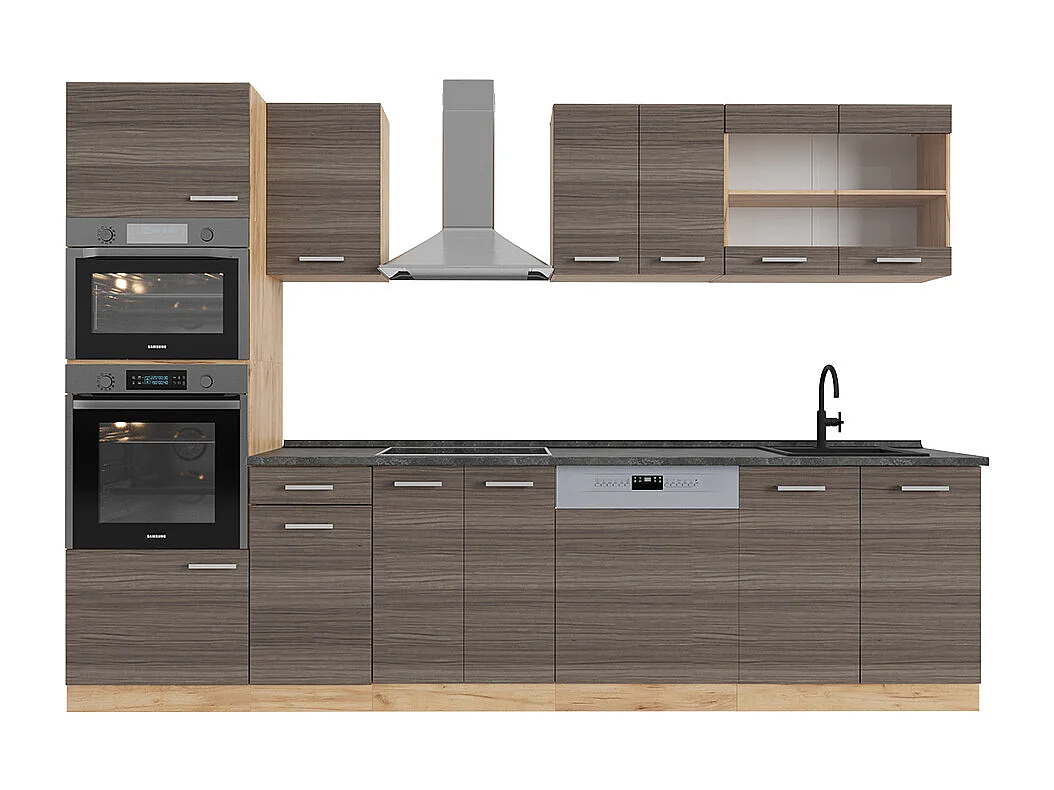 Køkkenrække ædelgrå/gylden eg 300x60x81.6 r-line