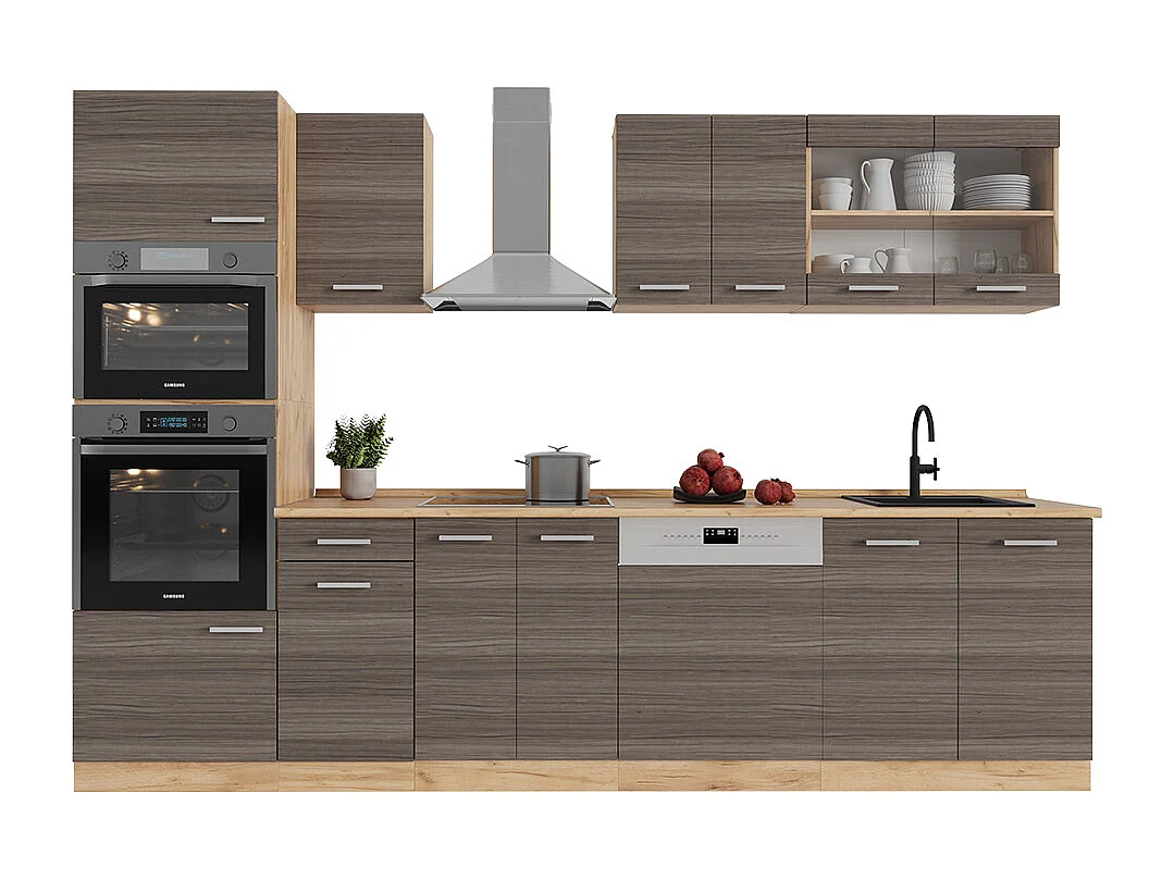 Køkkenrække ædelgrå/gylden eg 300x60x81.6 r-line