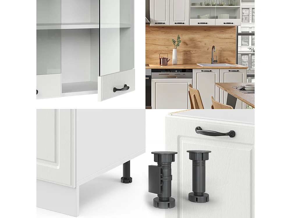 Mueble de cocina casa de campo blanca/blanca 300x60x81.6 r-line