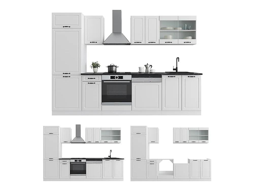 Complete keukeneenheid wit landhuis/wit 300x60x81.6 r-line