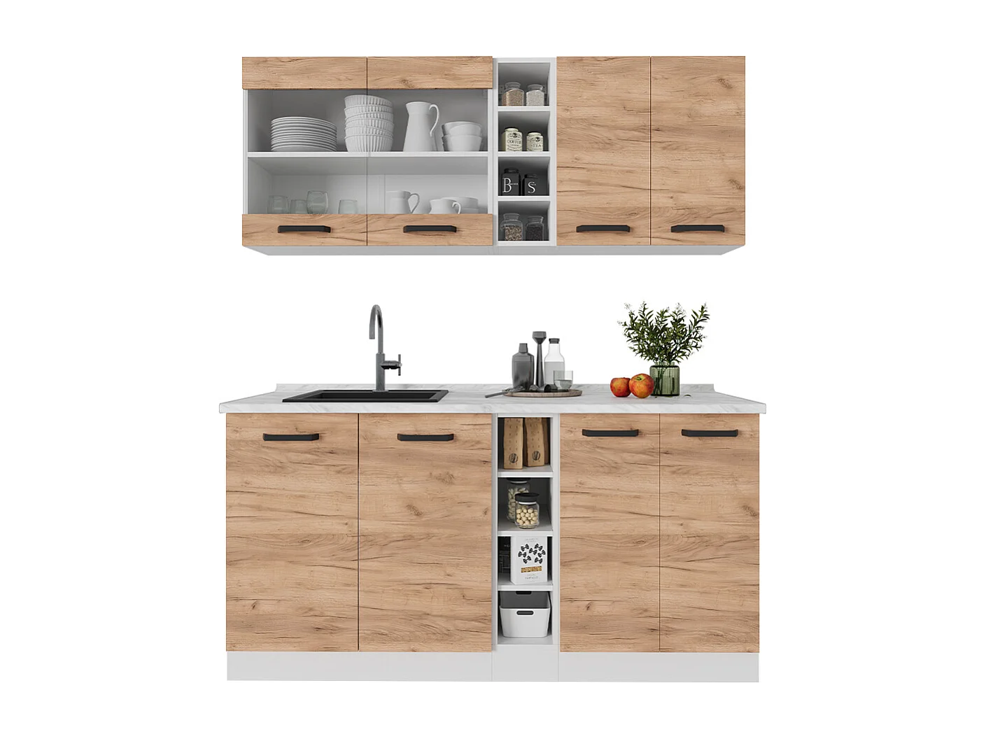 Cucina completa quercia dorata/bianco 160x46x81.6 r-line