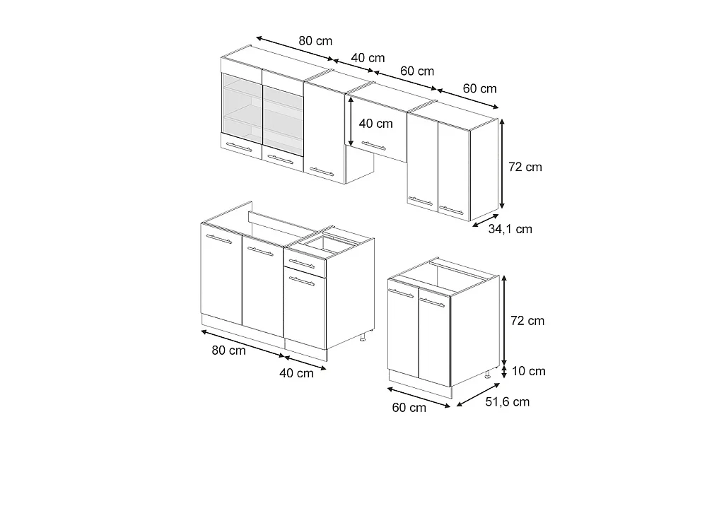 Cuisine anthracite-or/blanc 240x46x81.6 fame-line