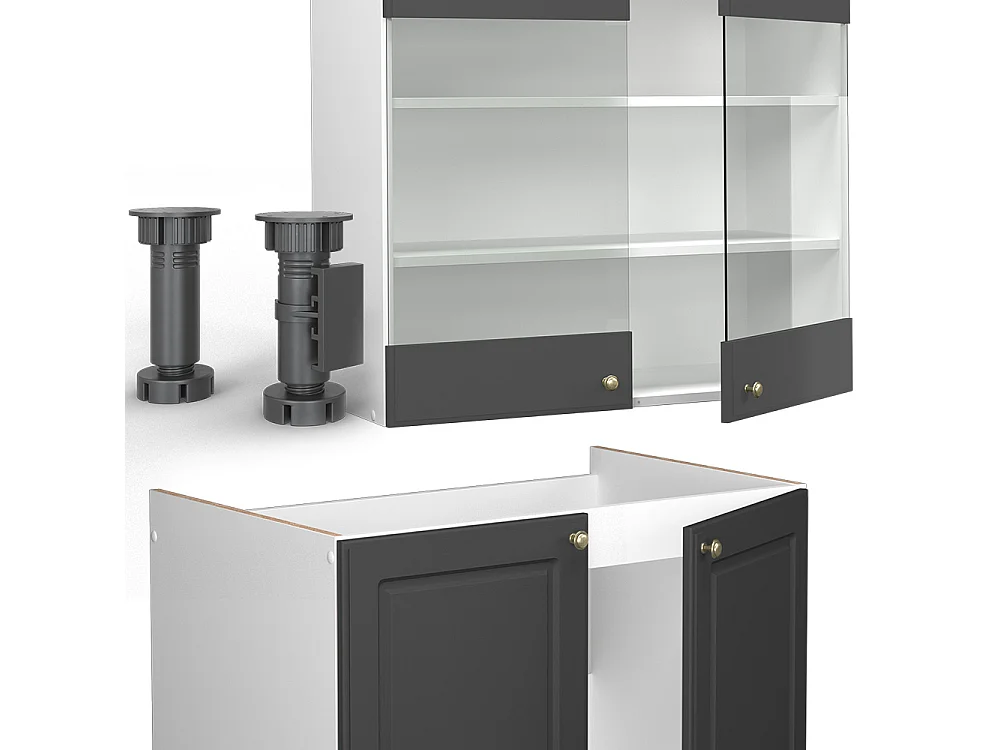Cuisine anthracite-or/blanc 240x46x81.6 fame-line