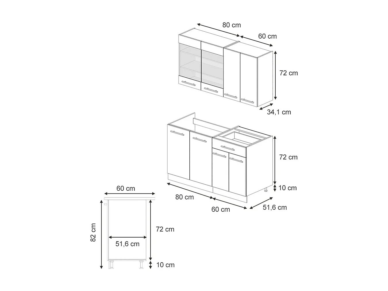 Cocina para solteros roble dorado 140x60x81.6 fame-line