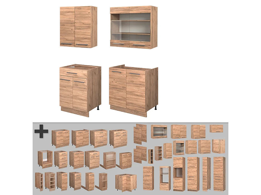 Singlekøkken gold power oak 140x60x81.6 fame-line