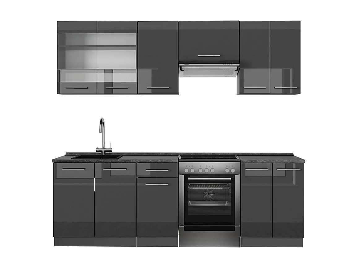 Køkkenrække antracit højglans 240x60x81.6 fame-line