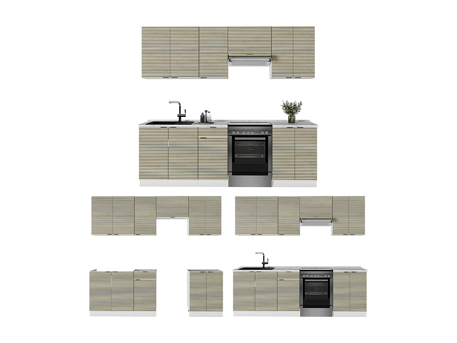 Cucina componibile pannello di quercia/bianco 240x60x81.6 fame-line