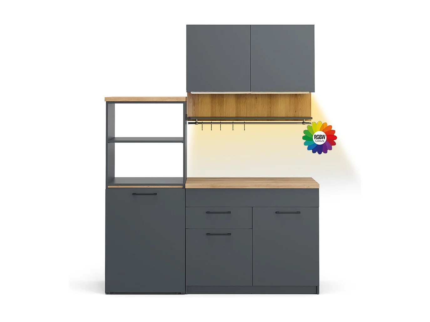 Cocina individual antracita 160x60x81.6 egbert