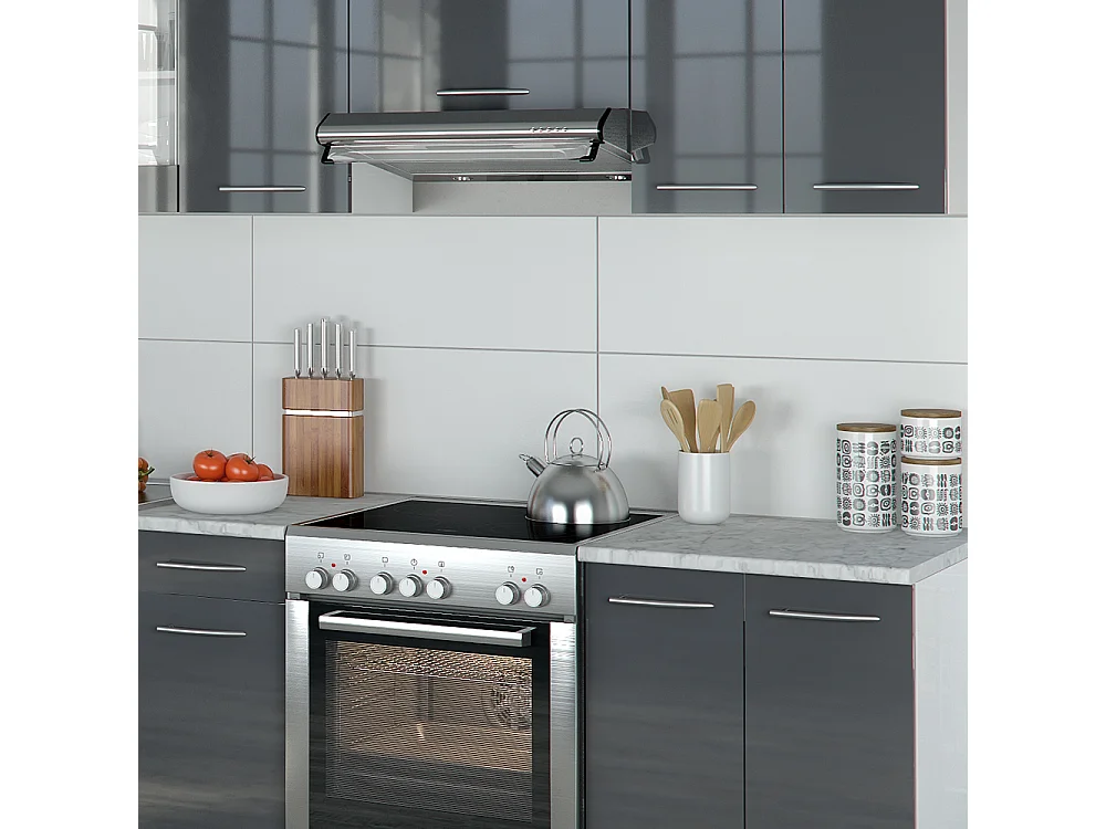 Ligne de cuisine anthracite brillant/blanc 240x60x81.6 raul