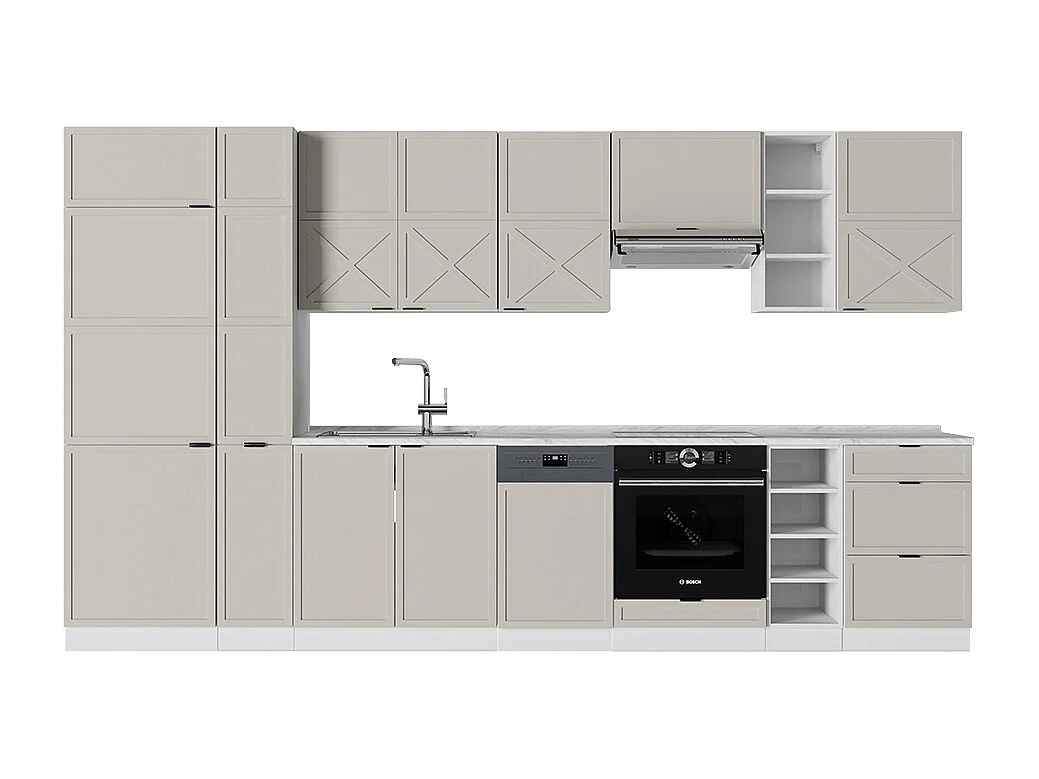 Køkkenrække grå/beige/hvid 355x46x81.6 fame-line