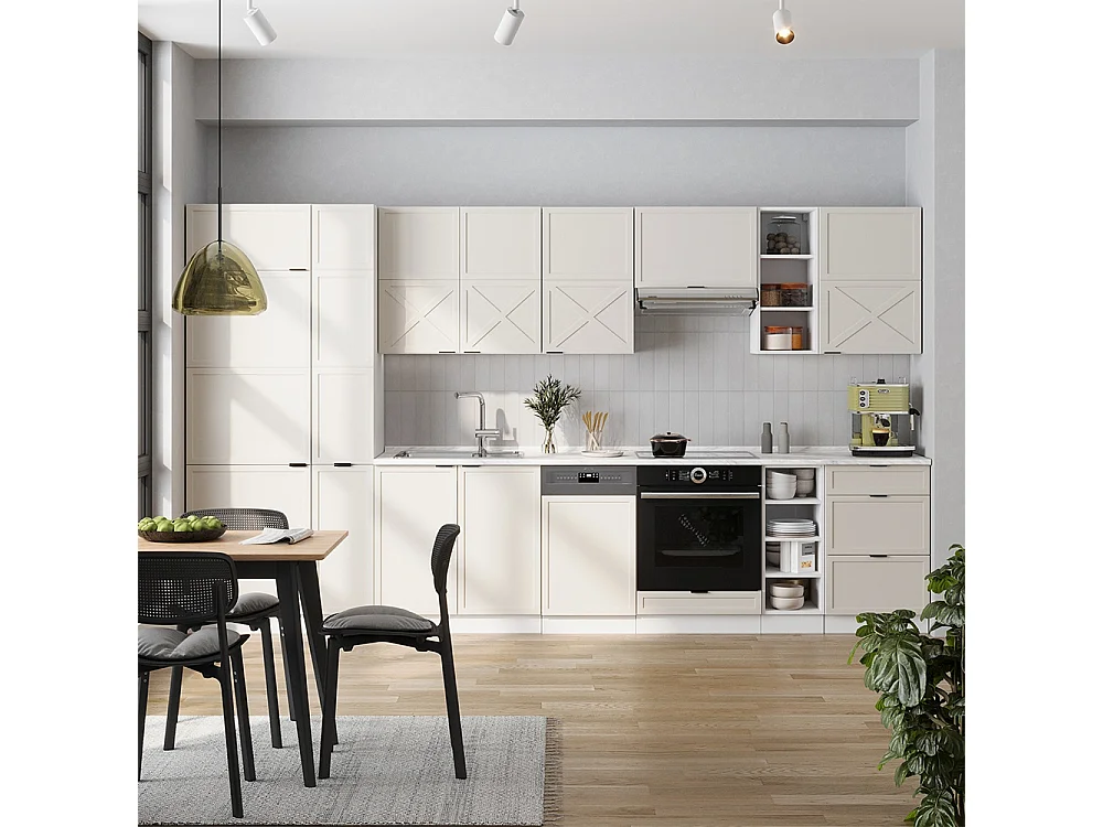 Mueble de cocina gris/beige/blanco 355x46x81.6 fame-line