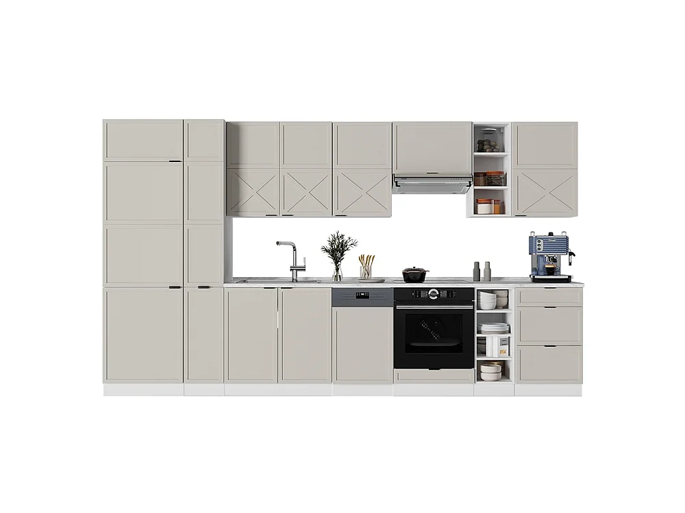 Mueble de cocina gris/beige/blanco 355x46x81.6 fame-line