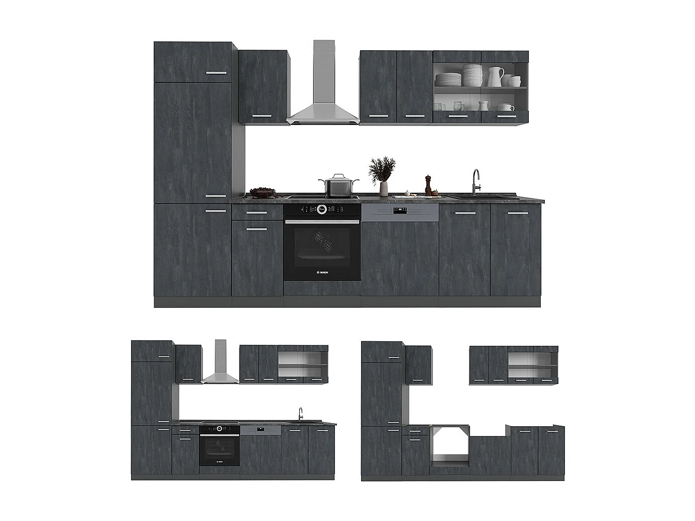 Cuisine noir béton/anthracite 300x60x81.6 r-line