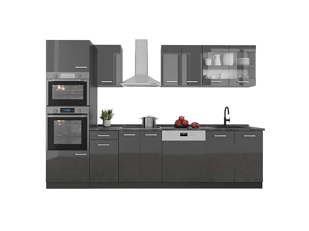 Cuisine anthracite brillant/anthracite 300x60x81.6 r-line
